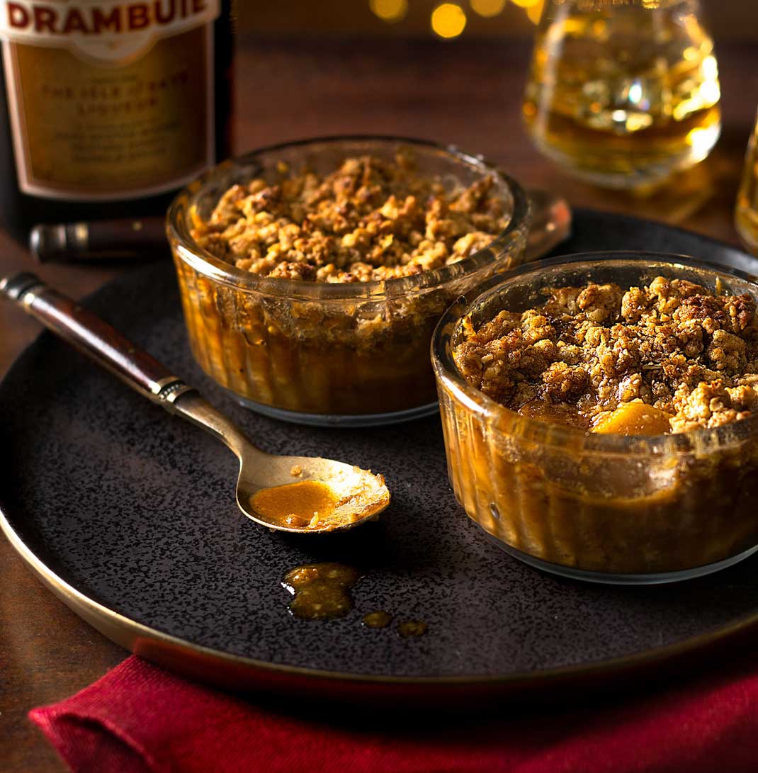 Toffee Apple, Pear and Drambuie Spiced Crumbles